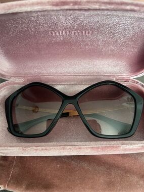 Miu Miu Black Oversized Geometric Sunglasses